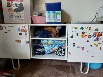 White wooden TV stand/organizer 1