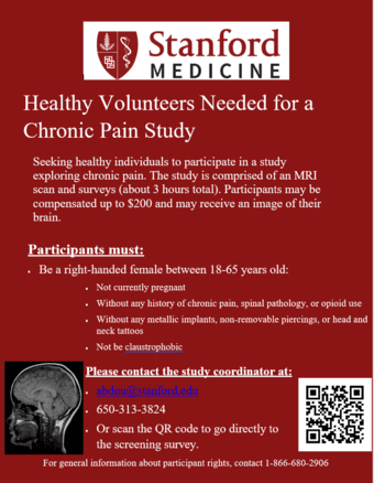 Participate in a Stanford Chronic Pain Study and Receive $200 Cash 1