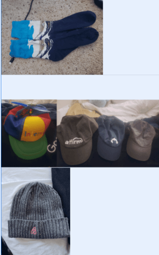 assorted earrings, purse, bikini, cool socks, hats 1