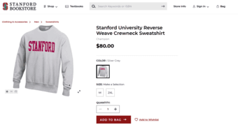 Stanford University Reverse Weave Crewneck Sweatshirt 2