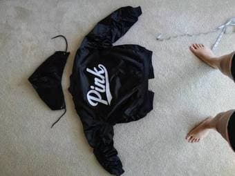 Victoria Secret black bomber jacket with removable hat size X-Small 2