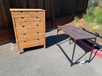 Curb Alert!!!  Free Desk, Boxspring, Bed Frame, and Chest of Drawers! 1