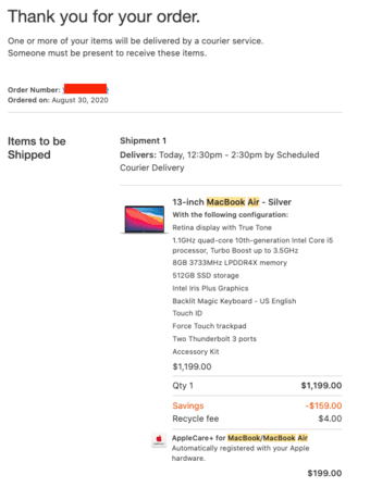 2020 13-inch MacBook Air - Silver w/ AppleCare+ through 2023 1