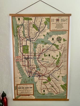 Vintage NY subway map - framed 1