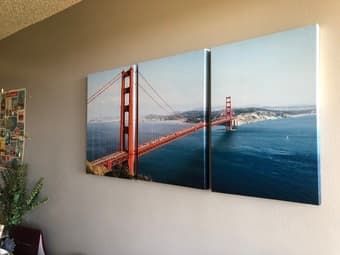 Golden Gate Bridge 3 Panel Canvas Wall Art - Excellent Condition 1