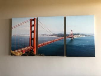 Golden Gate Bridge 3 Panel Canvas Wall Art - Excellent Condition 2