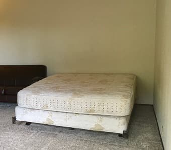 FREE queen-sized mattress, box spring, and metal frame 1