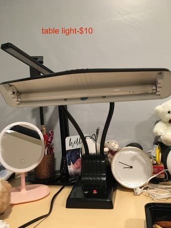 microwave, duvet, table light 3