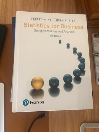 Book for sale: Statistics for Business: Decision Making and Analysis 1
