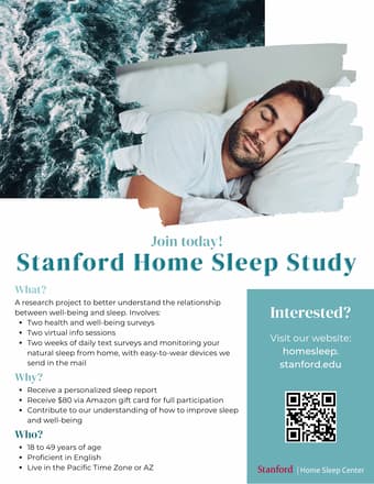 Participate in Paid Stanford Sleep Research 1