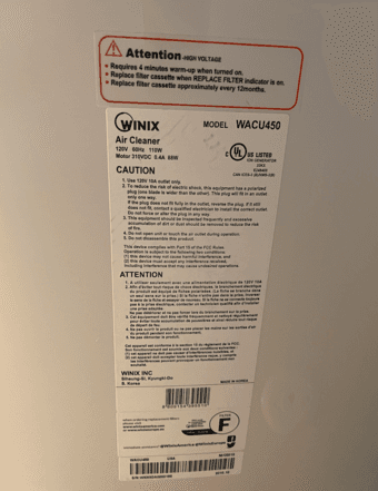 Winix WACU450 Air Purifier cleaner 3