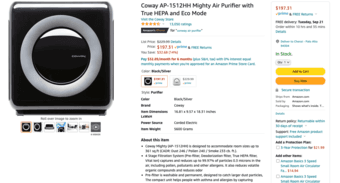 NIB Air filter/purifier: Coway Airmega 200 true HEPA & smart mode 1