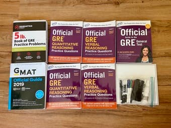 GRE & GMAT prep books w/ whiteboard set 1