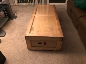 Shipping crate repurposed as a table 2