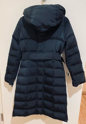 Women's Zara Long Black Puffer Coat Size Small 2