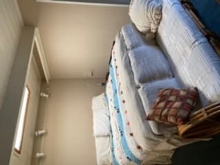 Large main bedroom with full large bathroom and view of pool 3