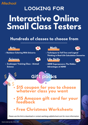 Giving free K-6 online classes for user experience study 1