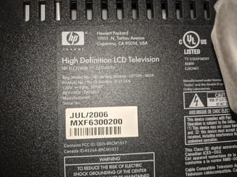 36" Flat Screen HP TV 1