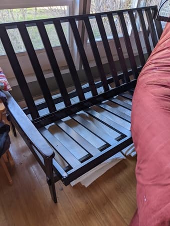 Free convertible futon frame + futon (Near Woodside High School) 1