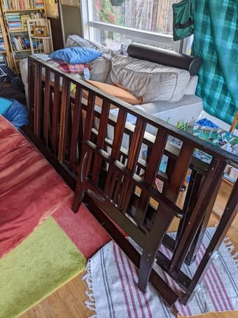 Free convertible futon frame + futon (Near Woodside High School) 3