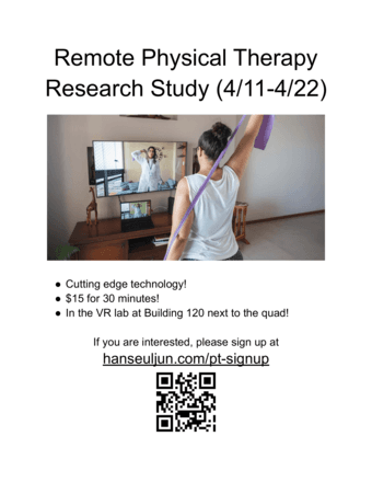 Participate in our remote physical therapy study! ($15 for 30 minutes) 1