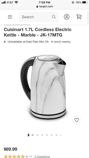 Cuisinart 1.7L Cordless Electric Kettle - Marble - JK-17MTG 1