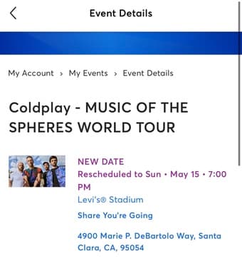 Coldplay ticket - Music of spheres world tour (two seats) 1