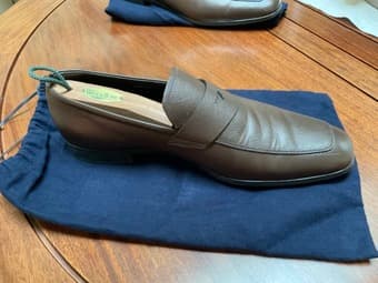 Prada Leather Loafer Slip-On Brown Calzature Uomo Size US 9.5 EU 42.5 1