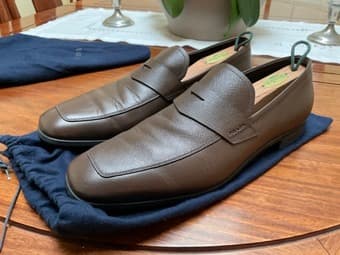 Prada Leather Loafer Slip-On Brown Calzature Uomo Size US 9.5 EU 42.5 2