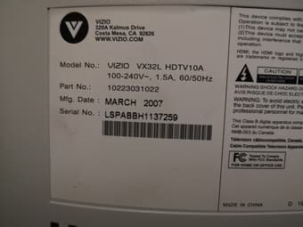 Vizio VX32L TV/Monitor 32 Inch HDMI, RGB 4