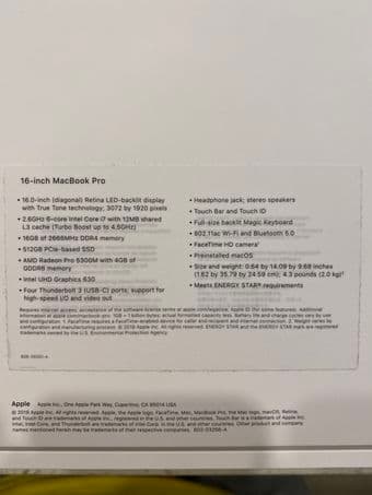 2019 Macbook Pro (16-inch, Core i7, 16GB memory, 512GB SSD) 3