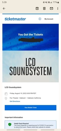 Selling tickets to LCD Soundsystem Aug 19 at the fox 1