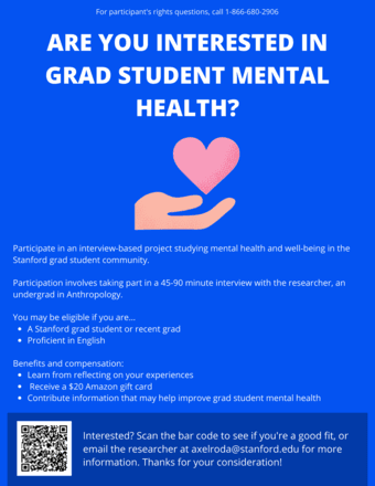 Participate in an interview about grad student wellness 1