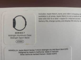 Apple watch series 7 GPS 41mm Midnight Aluminum - Sealed 2
