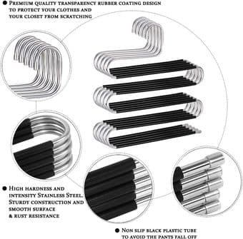 DOIOWN Pants Hangers 5 Pieces Non Slip Space Saving 2