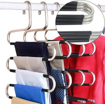 DOIOWN Pants Hangers 5 Pieces Non Slip Space Saving 3