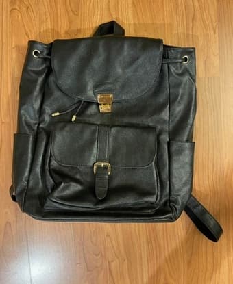 Women’s black vegan leather backpack 1