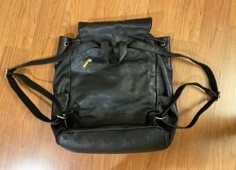 Women’s black vegan leather backpack 2