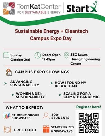 Sunday, October 2nd, StartX Sustainable Energy & Cleantech -CampusExpo 2
