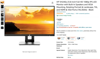 HP VH240a 23.8-Inch Full HD 1080p IPS LED Monitor with Built-In Speake 1