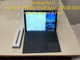 Microsoft 12.3" Surface Pro 7 2-in-1 Touchscreen Tablet, Intel Core i7 1