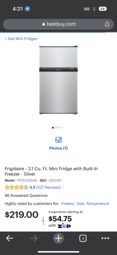Mini Fridge with Freezer - $100 1