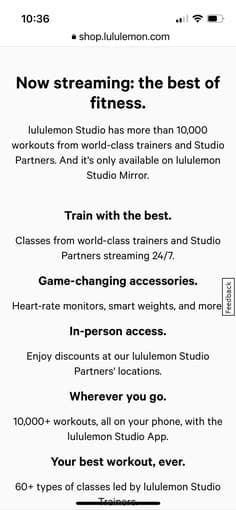 Lululemon workout MIRROR 2