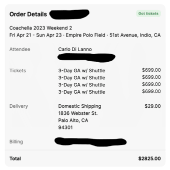 4 GA Coachella tickets w/ Shuttle - Weekend 2 (Apr 21-23) 1