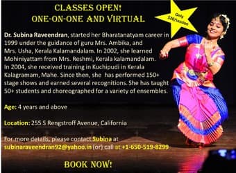 Classical Dance classes @ only $20/session 1