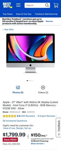 Apple 27" iMac Intel Core i7 (3.8GHz) 8GB - 1TB SSD Used/cracked scrn 2