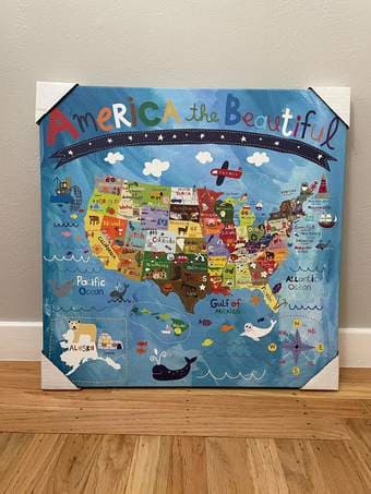 Brand New Oopsy Daisy Too America USA Map Wall Art Painting 1