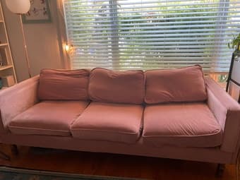Pink velvet couch 2