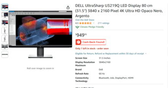 Dell UltraSharp U3219Q 32 Inch Monitor 4K UHD High Resolution 1
