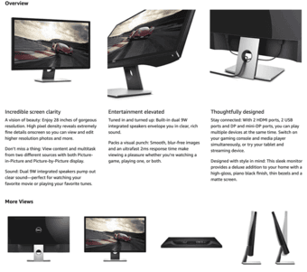 Dell 4K S2817Q 28" Screen LCD Monitor 3